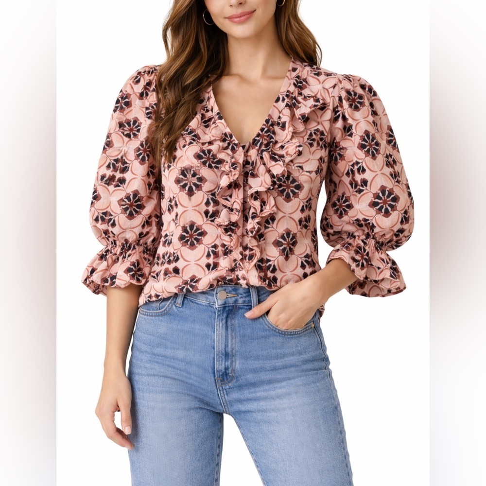Mille Sayulita print Ruffle Blouse